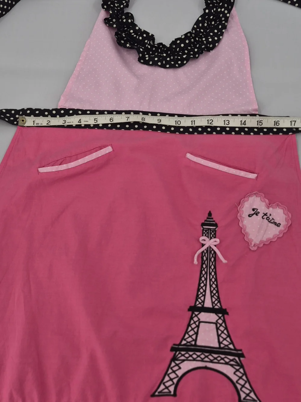 Sur La Table Apron One Size Pink Black Paris Eiffel Tower Polka Dot Retro
